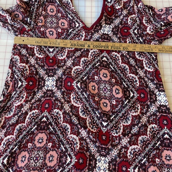 Very J Womens  Large Colorful Floral Paisley Geometric Tunic Top Bohemian - Picture 12 of 14